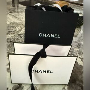 2 Chanel Classic Black and White Gift Bags